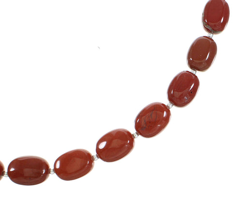 Navajo Indian Sterling Silver Jasper Bead Necklace RX107821